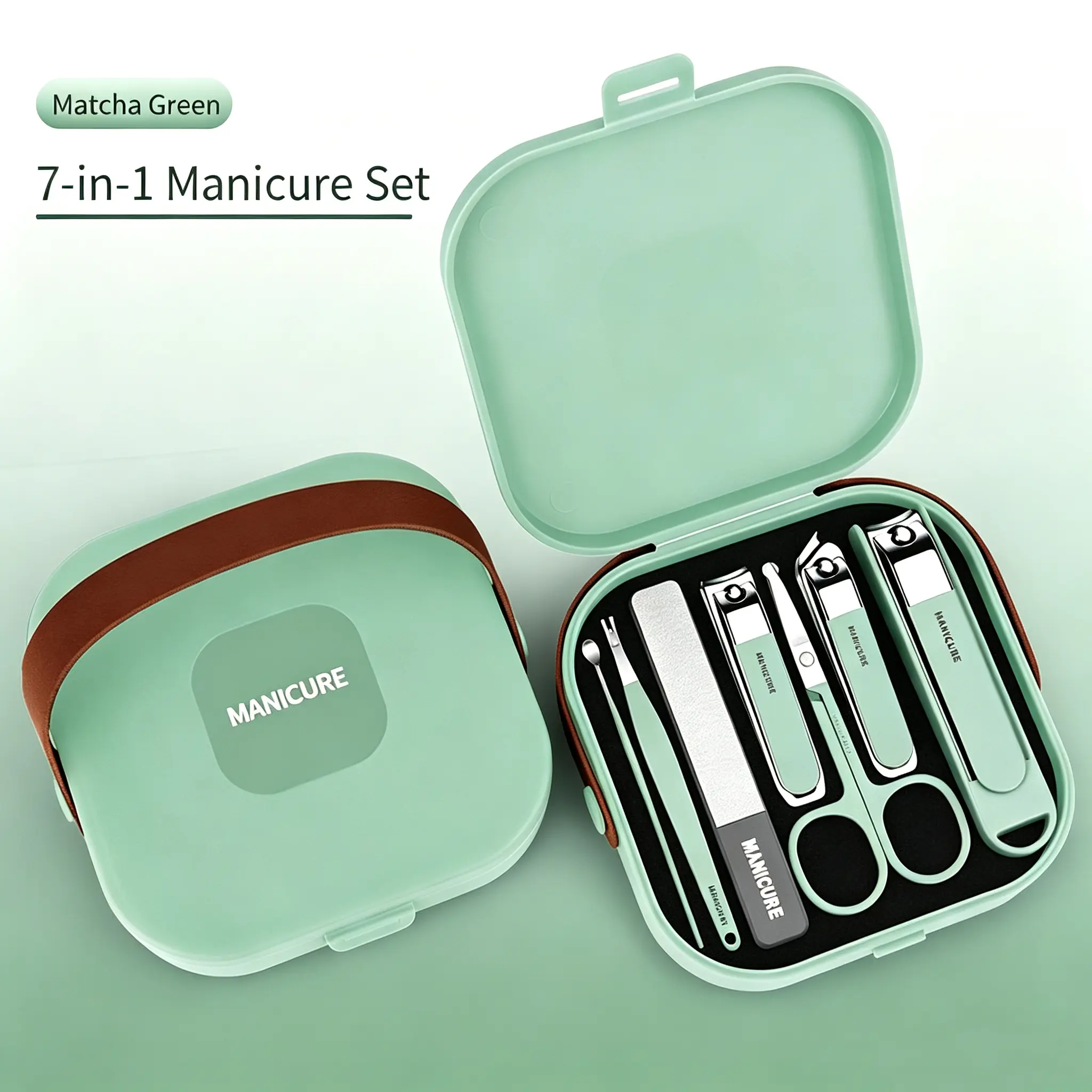 7pcs Professional Stainless Steel Nails Set - Clippers with Wide Jaw Opening, Safe for Thick Nails, Ear Digging Spoon, Lightweight Portable Grooming Tools, Travel Essentials, Christmas Present for Men