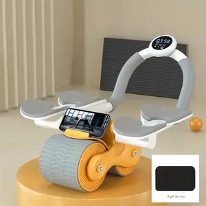 TekDeals Upgraded Automatic Rebound Abdominal Wheel with Elbow Support Timer & Knee Mat for Core Strengthening Ab Workout Fitness Equipment for Men Women