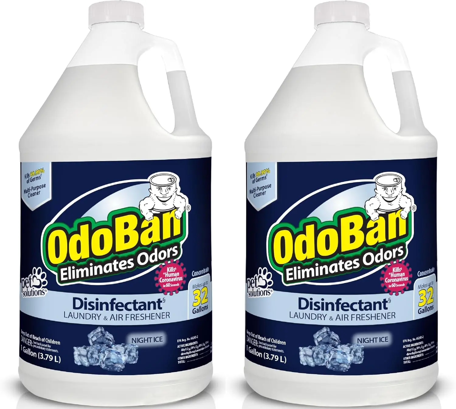 OdoBan Disinfectant Concentrate and Odor Eliminator, Made in the USA, Night Ice Scent, 2 Gallons
