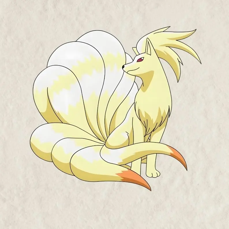 Ninetales Sticker, Cute Vulpix Anime Waifu Sticker – Waterproof Laptop Decal, Gaming PC Decor