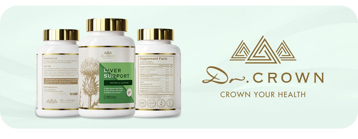 Dr. CROWN Liver Support Supplement for Cleanse, Detox & Repair with Milk Thistle, NAC, ALA & Turmeric - 120 Capsules