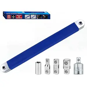 Offset Extension Wrench, Zero  Ratchet Extension Set Includes 1/2", 1/4" & 3/8" Drive Adapters, Ideal Universal Ratchet Extensions for Tight Spaces (Blue)