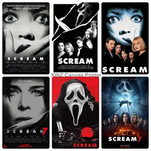 Retro slasher movie poster canvas art, 90s horror thriller bedroom and living room decoration, perfect choice for horror movie fans
