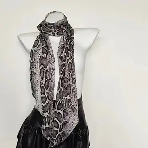 Python pattern silk scarf American y2k Spice Girl new personalized thin Millennium style versatile fashion Wasteland style Tie Rainbow Keffiyeh Tie