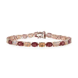Red Apatite and White Zircon 14.40 ctw Firelink Legacy Bracelet in 18K Vermeil Rose Gold Over Sterling Silver 6.50 In Christmas Gifts