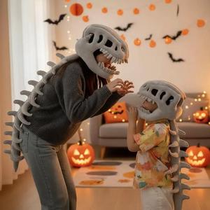 Dinosaur Bone Plush - Halloween Dinosaur Skeleton Costume Headpiece, Funny Role Play Plush Toy, Creative Prank Gift for Girlfriend, Kids, Family & Friends