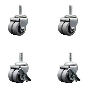 Service Caster SCC-DWTS04S21316-TPRS-121315-2-SLB-2 Swivel Threaded Stem Caster 2 in. Dual Wheels 0.5 in. 13 TPI by 1.5 in. Threaded Stem, 2 Inch Castors, Threaded Castors