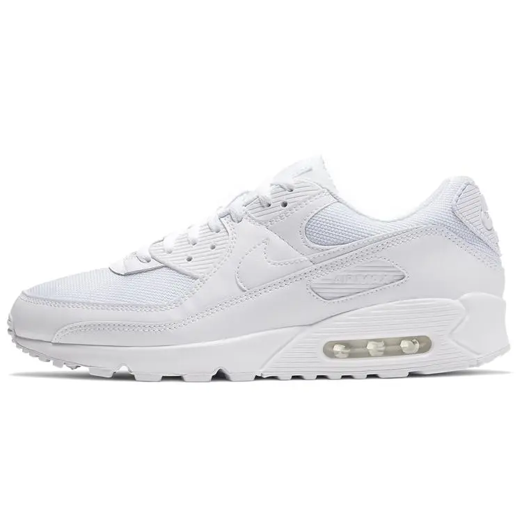 Nike Air Max 90 'Triple White' Casual Leather Sneaker, Comfortable Walking Shoe for Daily Wear