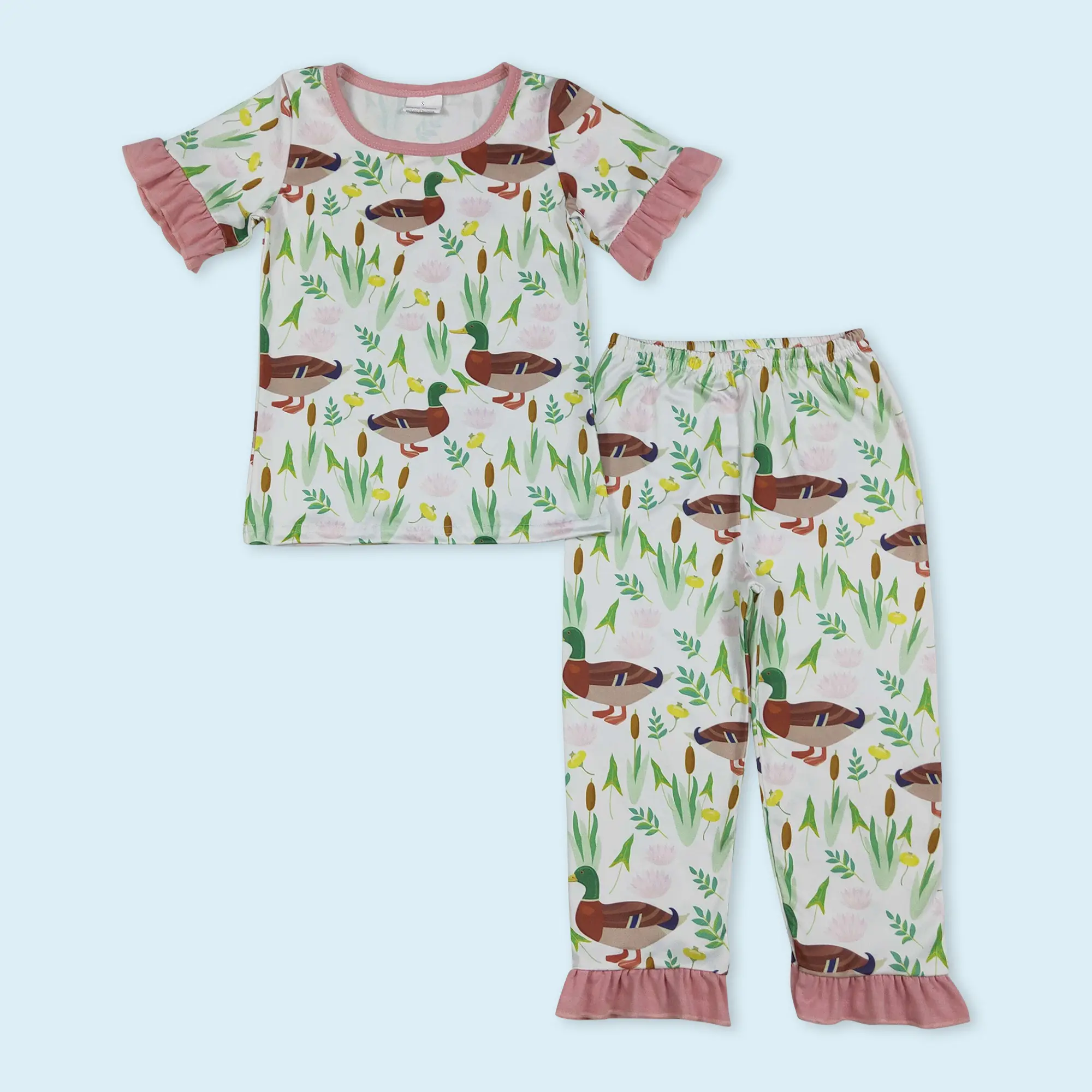 Mallard duck top matching pants girls outfit