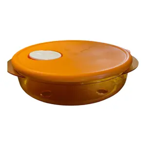 Orange Round Crystalware 800 ml with Secure Lid and Vent Design for Easy Use