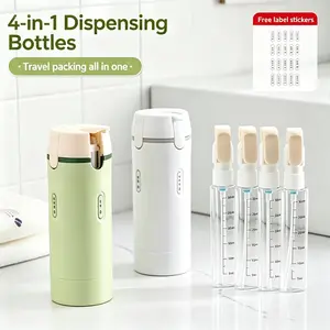 UFORU 4-in-1 travel refillable split bottle set, wash dispenser, necessary for skin care and beauty travel, suitable for shampoo, lotion, skin care products