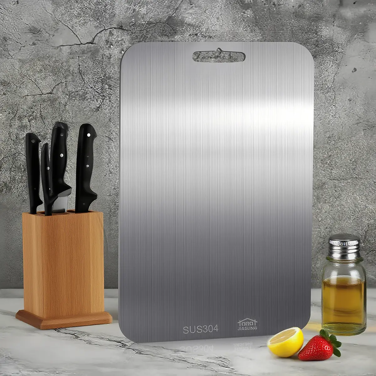 Premium Stainless Steel Chopping Board - 40cm/15.74in, 50cm/19.68in, 60cm/23.62in Sizes, Durable, Dishwasher Safe, Easy-Clean, Knife-Compatible for Meat, Vegetables - Ideal Home Kitchen Meal Prep Tool, Durable Chopping Board
