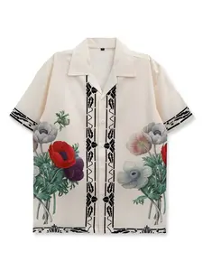 Polynesian Tribal Hawaiian Shirt for Men, Short Sleeve Button Down Aloha Shirt, Summer Beach Vacation Casual Ethnic Print Top, Lightweight Tropical Party Outfits
