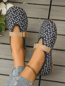 Women's Floral Flat Shoes, Breathable Closed-Toe Rubber Slip-Ons for Summer, Casual and Stylish Daily Footwear for Women