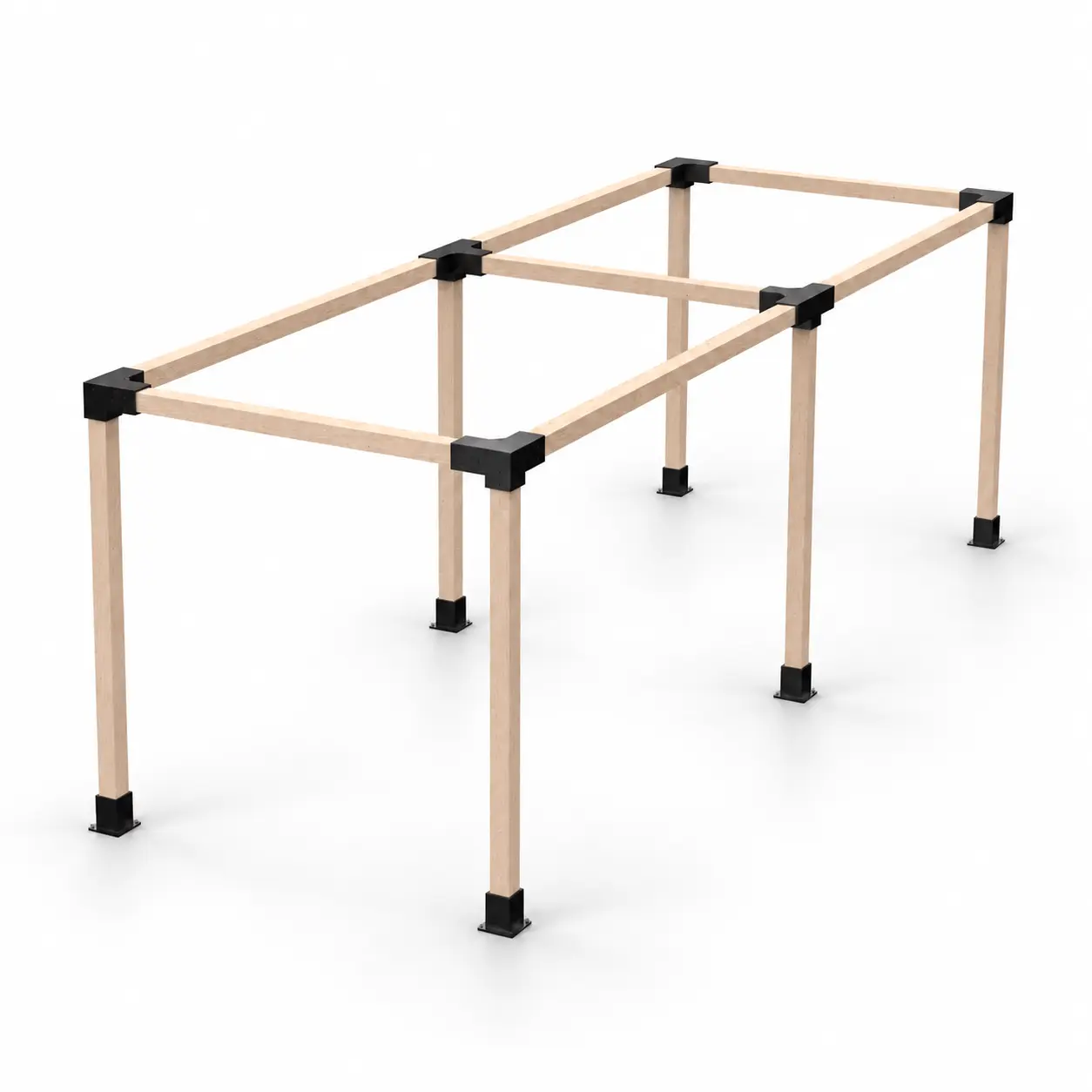 Jurrque 2.5mm Heavy-Duty Flat Pergola Bracket Kit for 4"x4" (Actual 3.5"x3.5") Lumber, Build Flat or Sloped Roofs, 12pcs (4 Three-Way Brackets, 2 Four-Way Brackets, 6 Bases), Galvanized Steel, Screws & Expansion Bolts Included, Lumber Not Included