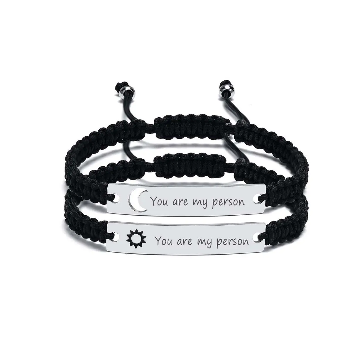 2PCS Stainless Steel Woven Heart Couple Bracelets – Matching Adjustable Friendship Jewelry for Men & Women