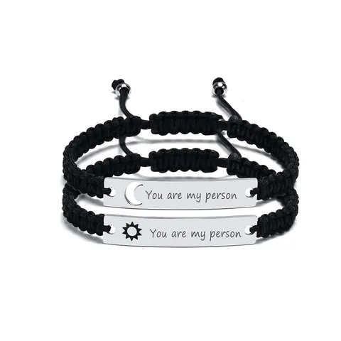 Unisex 2PCS Stainless Steel Braided Hollow Heart Couple Bracelets - Adjustable Exquisite Trendy Friendship Companion Bracelets for Adults, Birthday Gift Jewelry Set