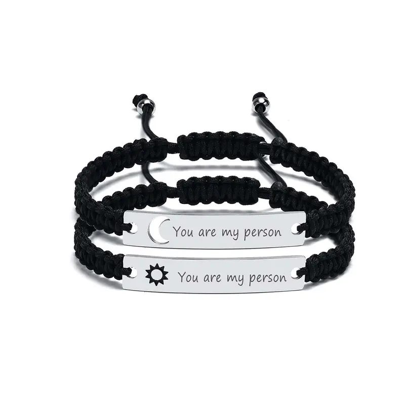Unisex 2PCS Stainless Steel Braided Hollow Heart Couple Bracelets - Adjustable Exquisite Trendy Friendship Companion Bracelets for Adults, Birthday Gift Jewelry Set