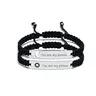 Unisex 2PCS Stainless Steel Braided Hollow Heart Couple Bracelets - Adjustable Exquisite Trendy Friendship Companion Bracelets for Adults, Birthday Gift Jewelry Set