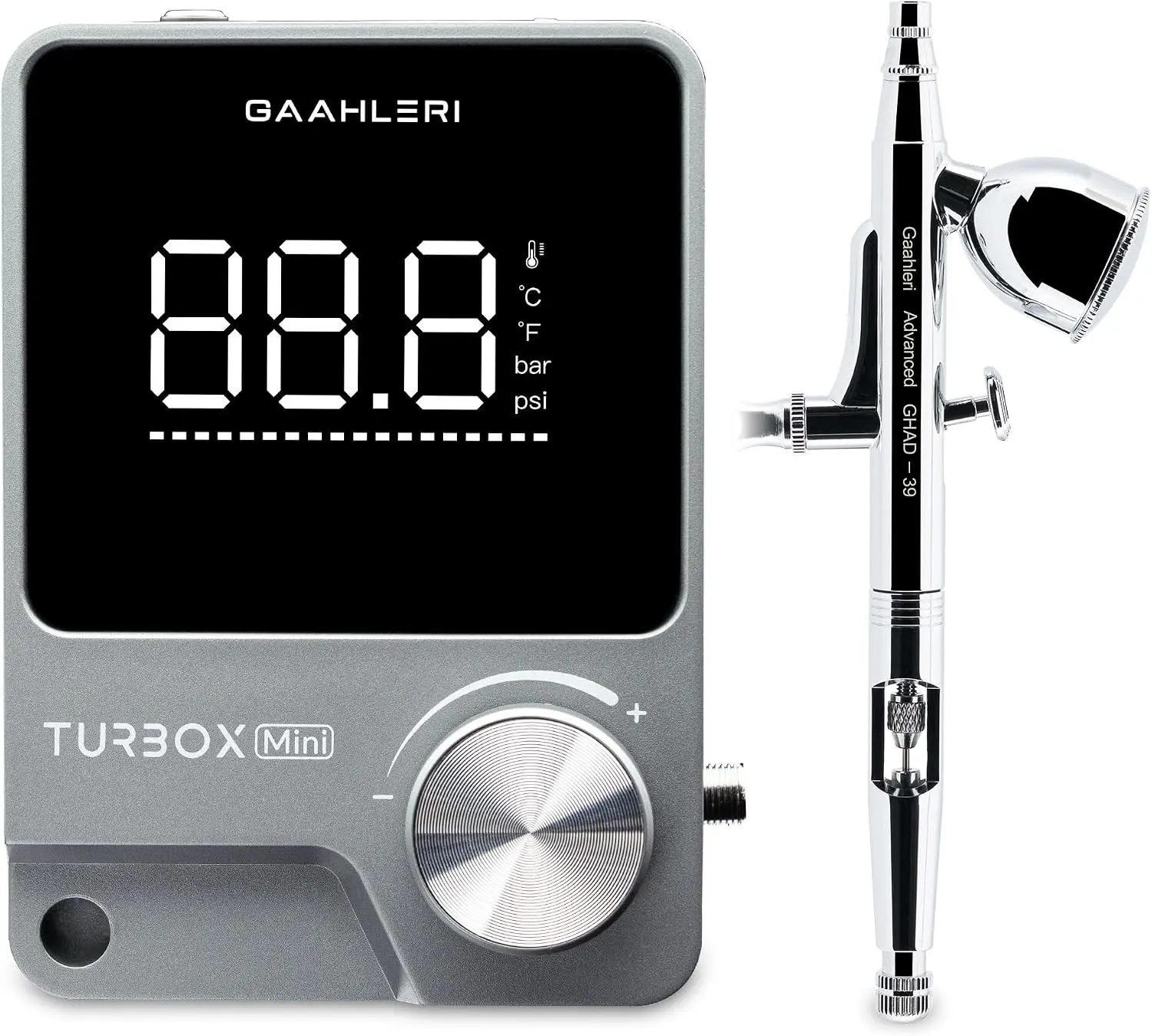 Gaahleri Airbrush Kit, Turbox mini Kit with GHAD-39 0.35mm, Dual-Action Airbrush & Air Compressor with 18 Gear Air Control, Ultra-Quiet, Multi-Scenario, for Painting, Modeling, Cake Decor