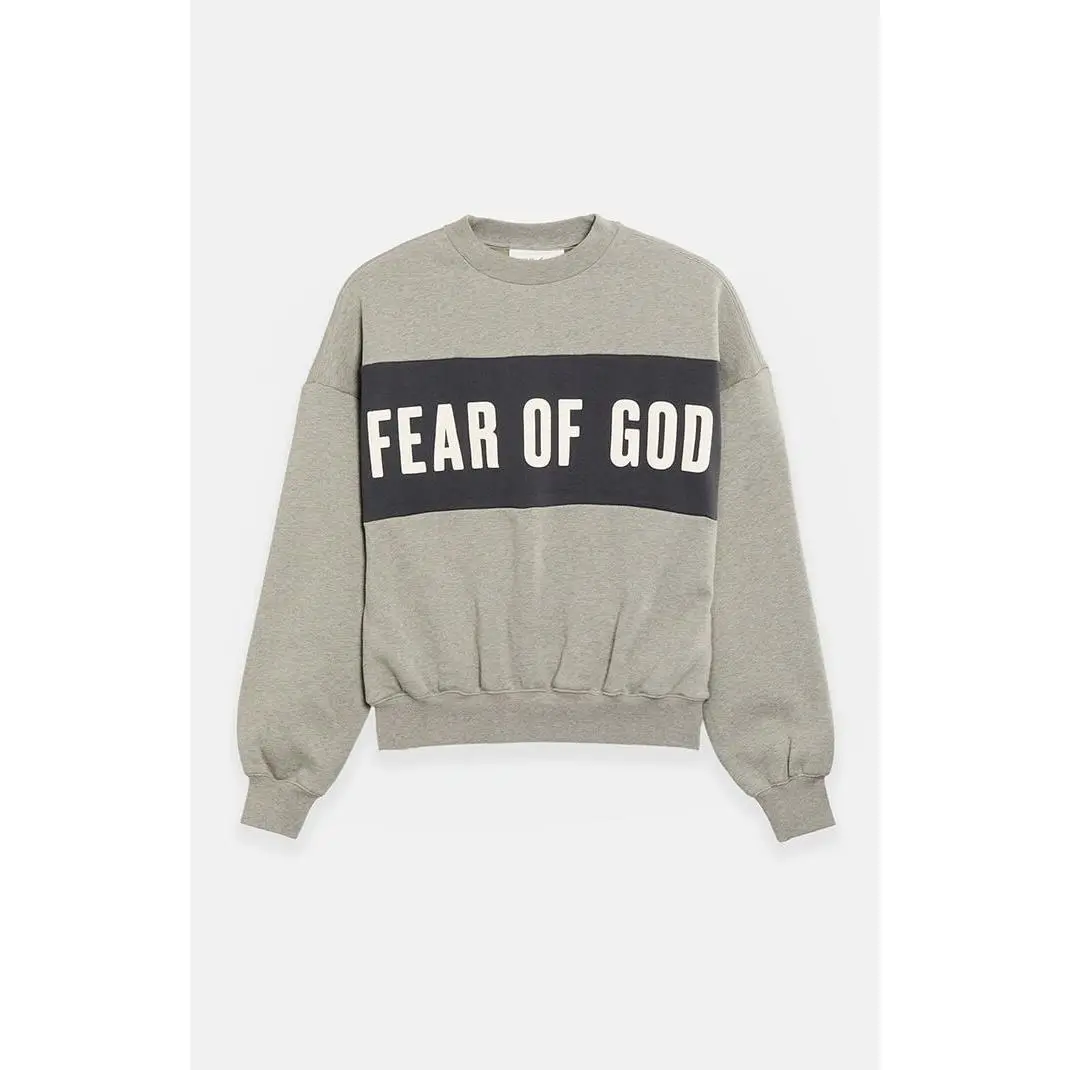 Fear of God ESSENTIALS Men's Seal Paneled Cropped Relaxed Crew Neck Sweatshirt