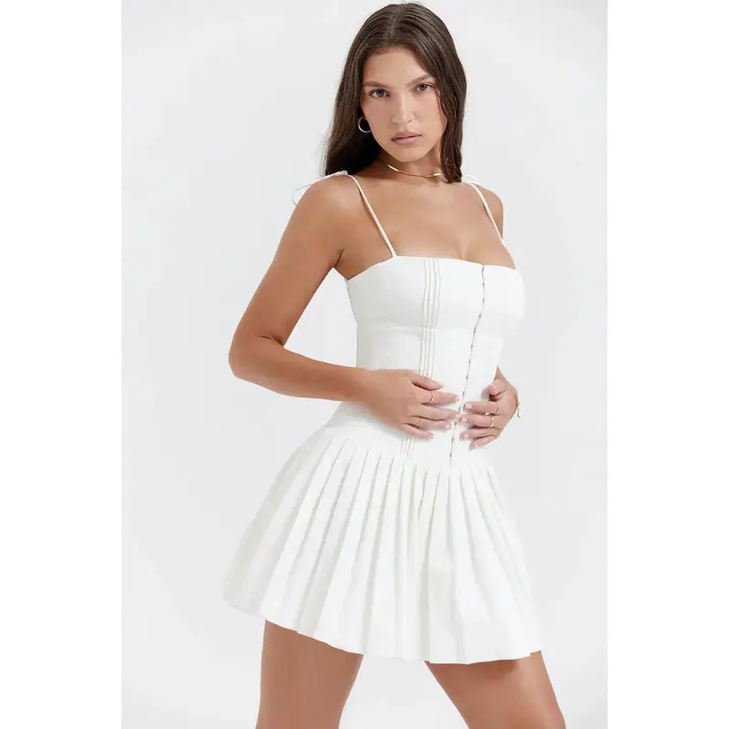 show po white pleated dress - TikTok Shop