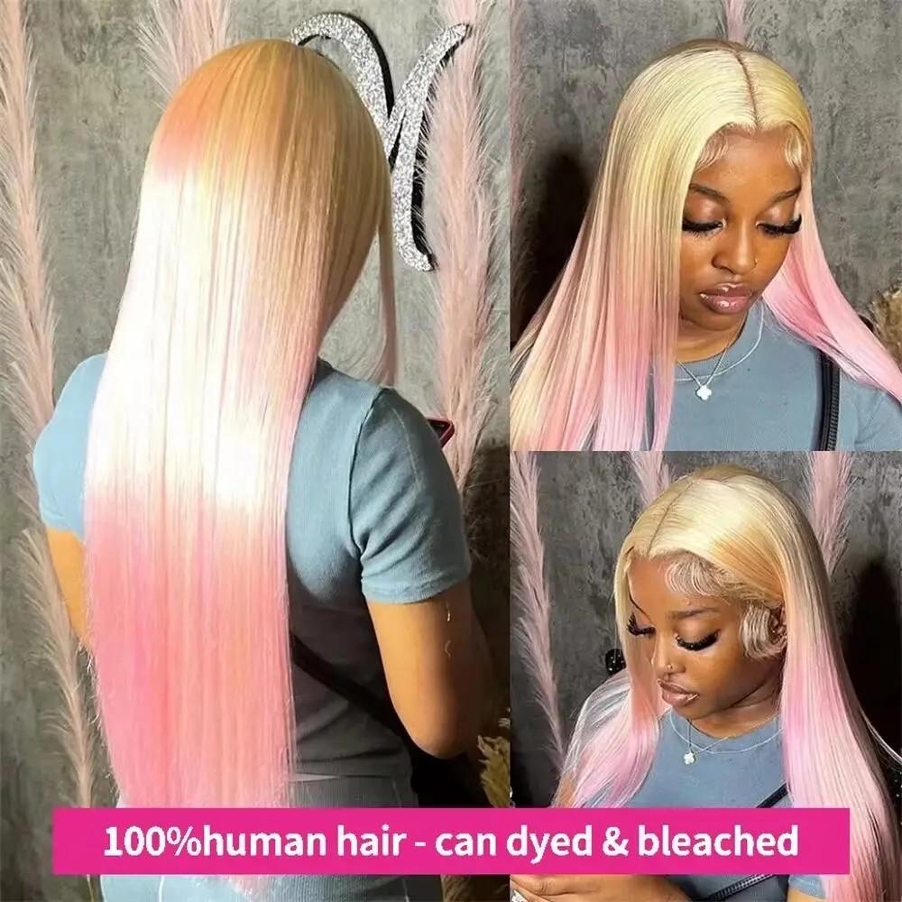 Blonde 613 Hd Lace Frontal Wig 40 Inch Straight 13x6 HD Transparent Lace Front Wig Pre Cut Pre Plucked For Women 180% Density Human Hair Wigs Can Be Dyed