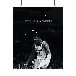 [New Sports Decor - Sale Up To 40%] [Unframe] Nothing Is Impossible Giannis Antetokounmpo Poster, Inspirational Basketball Wall Art, Champion Mindset Decor, Motivational Athlete Artwork