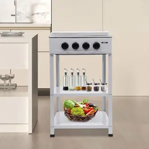 Outdoor 4 Burner Gas Stove Camping Cooking With 2-Tier Storage Rack BBQ Grill