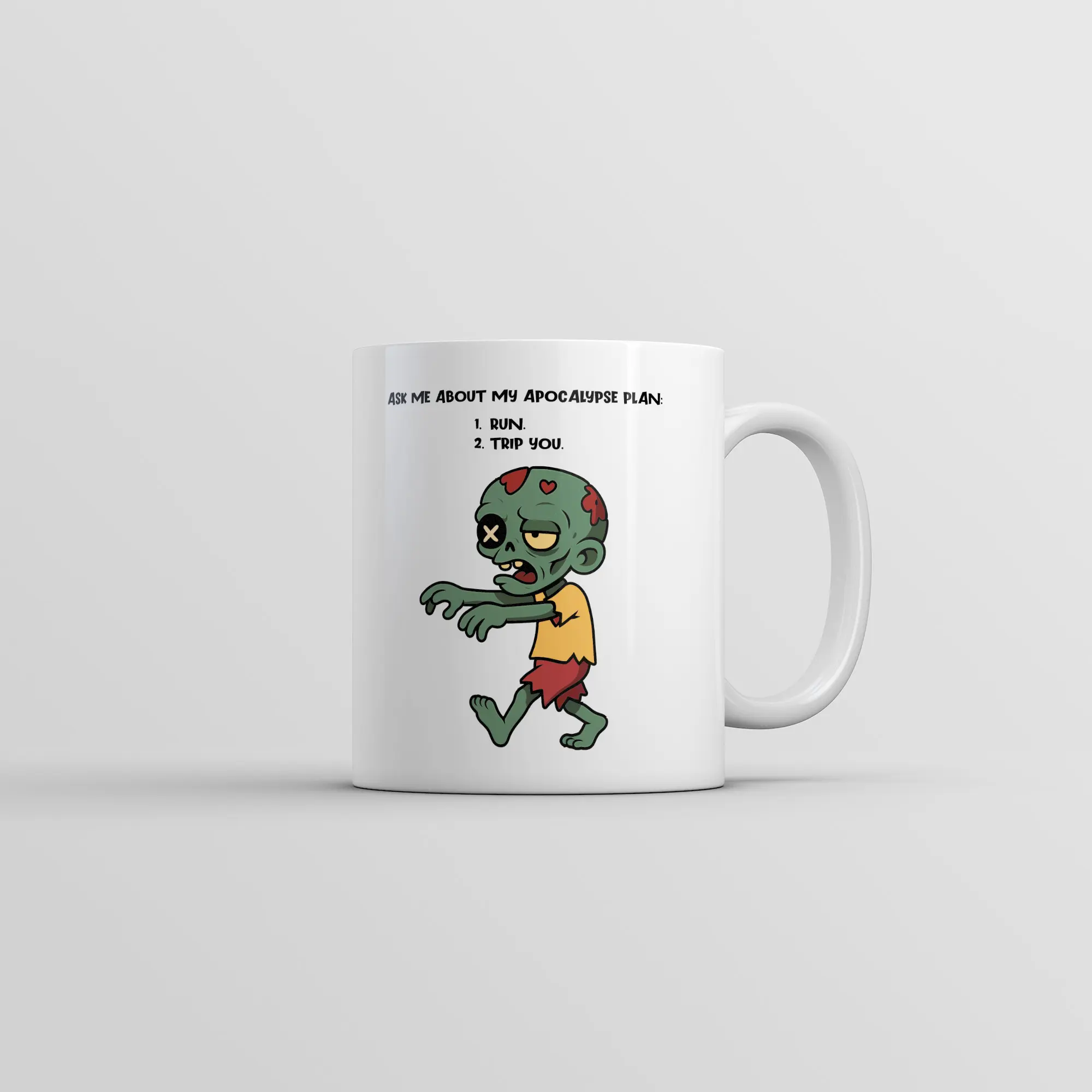 Ask Me About My Apocalypse Plan Mug Funny Sarcastic Zombie Graphic Novelty Coffee Cup - 11oz Funny Coffee Mugs Ceramic Printed Drinkware Cup