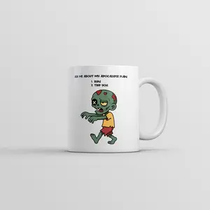 Ask Me About My Apocalypse Plan Mug Funny Sarcastic Zombie Graphic Novelty Coffee Cup - 11oz Funny Coffee Mugs Ceramic Printed Drinkware Cup