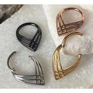 1 Piece Elegant Weave Design Hinged Segment Ring - 16g 8mm