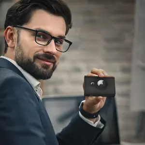 Men's Wallet with RFID & NFC Blocking Credit Card Holder, ID Window,  Slot for AirTag (Not Included)