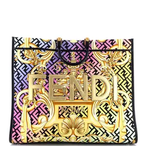Pre-owned VERSACE Canvas Plain, Leather Tote Bags REBAG x Fendi Fendace Sunshine Shopper Tote Printed Zucca Jacquard Large by Rebag