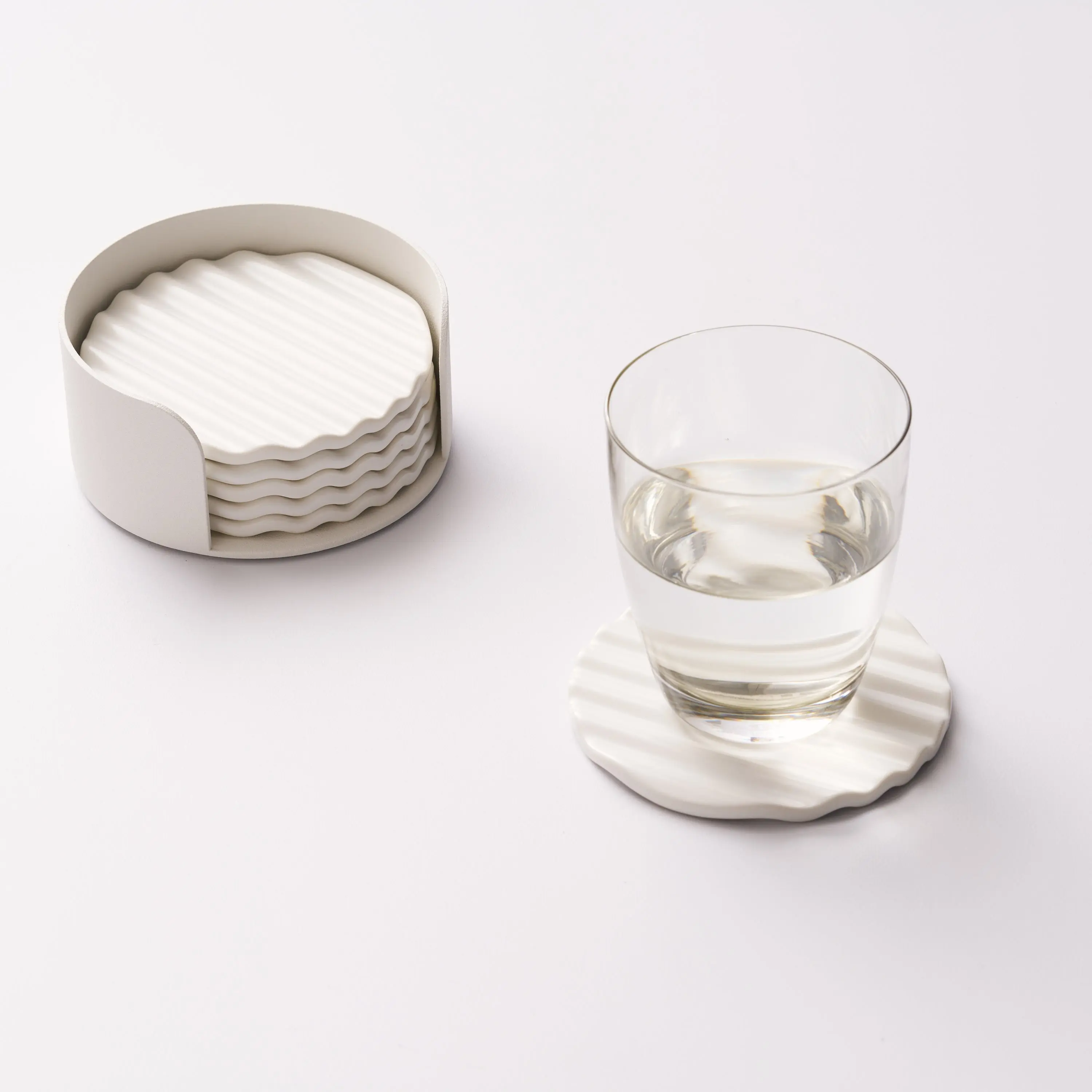 Ceramic-Steel Wave Shape Coaster Set, Durable Kitchen Tableware Accessory for Dining Tabletop Protection