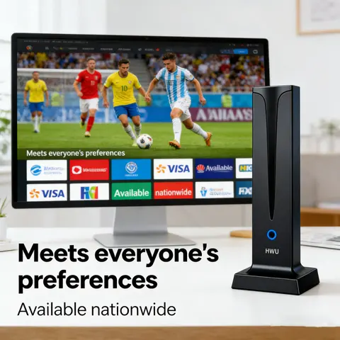 HWU Indoor/Outdoor Long-Range HDTV Antenna - Cable-Free Setup, Quick Setup, Easy to Adjust, Free Local Channels, Less Mess, Cable Port, Multi-Channel, Compatible with Smart TV, Sports, Telemundo, CNN, Univision