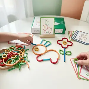 Wooden Rods and Rings Puzzle Game, Colorful Logical Thinking Training, Educational Toy for Kids, Parent-Child Interactive Play, Wooden Stacking Puzzle, Wooden Puzzles, Montessori Puzzles Gift