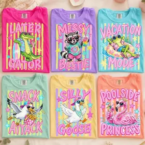 Funny Animal Graphic T-Shirt, Feral Raccoon & Loose Goose Summer Tee, Preppy Coastal Shirt, Cute Graphic TOp, Gift for WOmen, Unisex Casual Apparel