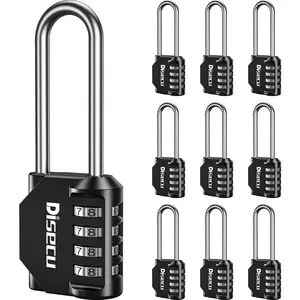 10 Pack  2.6 Inch Long Shackle Combination Lock, 4 Digit Outdoor Waterproof Padlock for School Locker, Gym Locker, Storage Unit, Gate, Fence, Toolbox, Cabinet (Black)