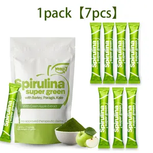 【Weekit7】Spirulina Super Green with Barley Kale & Green Apple Extract Dietary Healthcare Organic Food Supplement Healthy Body Beauty Drink Vitamin Natural Fiber Edible Fitness female high version