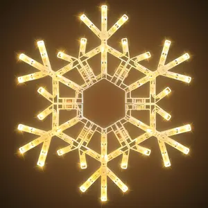 Christmas Snowflake Lantern Outdoor Edition 72 LED Bulbs, 20-Inch Foldable Large Snowflake Pendant Light Waterproof Christmas Decor Window Lights Suitable for Indoor Porches, Eaves, Roofs, and Canopies Warm White
