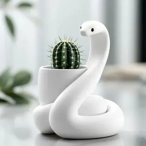 Creative Snake-Shaped Flower Pot Resin Craft, Home Garden Desktop Decoration Ornament, Unique Tabletop Decor Piece