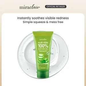 miraclair Aloe Vera 100% Soothing Gel 260ml | Paraben-Free | Lightweight, Non-Sticky Face & Body Moisturizer with Pure Aloe Leaf Extract, Green Tea, Sea Kelp, & Panthenol for Sensitive, Dry, or Irritated Skin | Cooling After-Sun Care