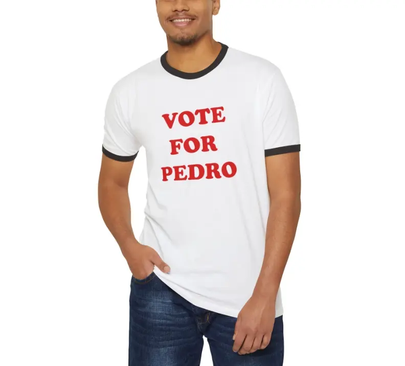 Vote for Pedro Ringer T-Shirt, Funny Vote, Napoleon Dynamite Vote for Pedro Tee, Funny Shirt Classic Cotton Fabric Menswear