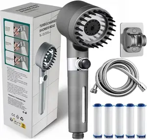 Filtered Shower Head with Handheld, High Pressure 4 Spray Showerhead with Filters & Upgraded Anti-clog Nozzles for Hard Water -Remove Chlorine, Reduce Dry Itchy Skin -ON/OFF Switch for Pet Bath