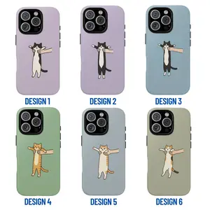 Cat Lift Phone Case Set, Light Purple Blue Green Olive Backgrounds with Black White Orange Calico Cats Held Up or Cheek-Squished Vibes, fashion vibes playful quirky gift play now, iPhone 17 16 15 14 13 12 Pro Max Plus X, Galaxy S25 S24 S23 S22 Ultra