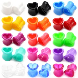 Alisouy 2pcs 3mm-25mm White Black Brown Love Heart Acrylic Ear Plug Tunnels Flesh Stretcher Expander Gauge Piercing Body Jewelry
