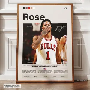 Derrick Rose Poster, NBA MVP Award, Framed Bulls Basketball Artwork, Sports Wall Decor, Chicago Bulls Poster, Derrick Rose Fan Art, Print