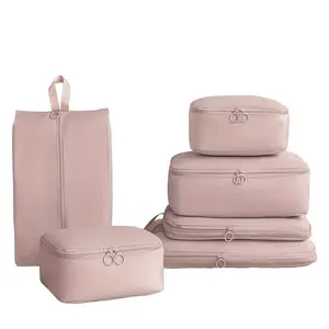 Memory Cloth Compression Travel Organizer Set, 6/7/8 Piece Luggage Packing Kit, Clothing Sorting Storage Bags for Trips and Business Trips