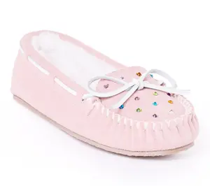 Minnetonka Women's Cally Rhinestone Suede Slippers